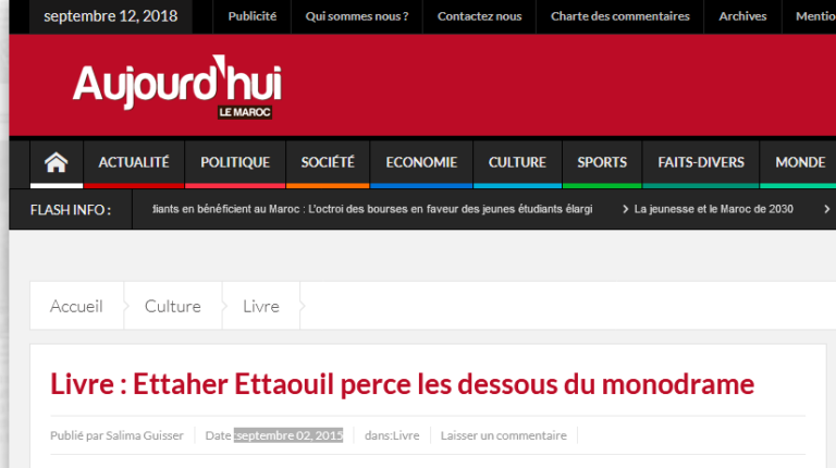 Livre : Ettaher Ettaouil perce les dessous du monodrame