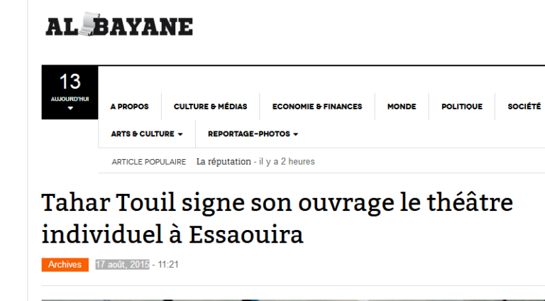 Tahar Touil signe son ouvrage le théâtre individuel à Essaouira